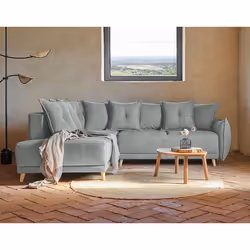 Lena - canapé dangle gauche convertible - 5 places - gris clair - style scandinave - Gris clair