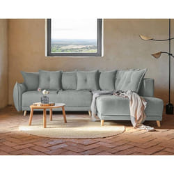 Lena - canapé d'angle droit convertible - 5 places - gris clair - style scandinave