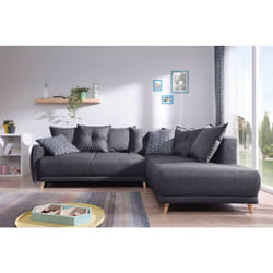 Lena - canapé d'angle droit convertible - 5 places - gris foncé - style scandinave