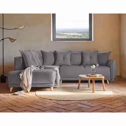 Lena - canapé dangle gauche convertible- 5 places - gris foncé - style scandinave - Gris foncé