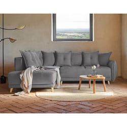 Lena - canapé dangle gauche convertible- 5 places - gris foncé - style scandinave - Gris foncé