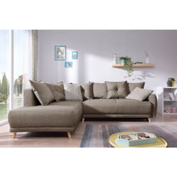 Lena - canapé d'angle gauche convertible - 5 places - latte - style scandinave