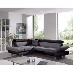 Best Mobilier Lisbona Canapé d'angle 5 siège(s) Gris, Blanc