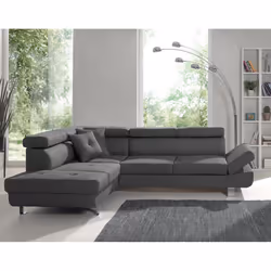 Best Mobilier Lisbona Canapé d'angle 5 siège(s) Noir, Gris