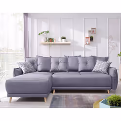 Best Mobilier Lena, Gris, Tissu, Bois, 2460 mm, 1550 mm, 850 mm