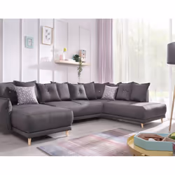 Best Mobilier Lena Canapé d'angle 7 siège(s) Marron