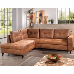 Best Mobilier Nordic, Marron, Microfibre, Bois, 2340 mm, 1880 mm, 860 mm