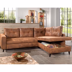 Best Mobilier Nordic Canapé d'angle 7 siège(s) Marron