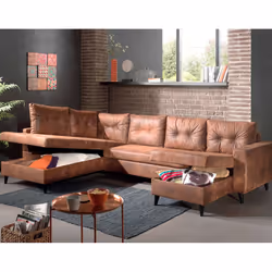 Best Mobilier Nordic Canapé d'angle 7 siège(s) Marron