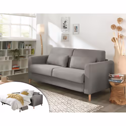 Best Mobilier Timo, Gris, Tissu, Bois, 1950 mm, 990 mm, 880 mm