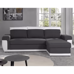 Best Mobilier Milan Canapé d'angle 4 siège(s) Noir, Gris