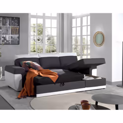 Best Mobilier Milan Canapé d'angle 4 siège(s) Noir, Gris