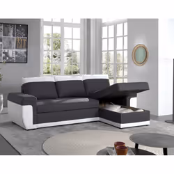 Best Mobilier Milan Canapé d'angle 4 siège(s) Noir, Gris - Vue supplémentaire 4