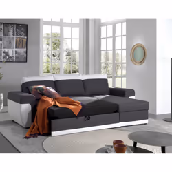 Best Mobilier Milan Canapé d'angle 4 siège(s) Noir, Gris - Vue supplémentaire 5