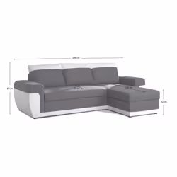 Best Mobilier Milan Canapé d'angle 4 siège(s) Noir, Gris - Vue supplémentaire 7