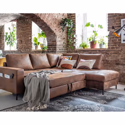 Best Mobilier Dustin Canapé d'angle 4 siège(s) Gris, Blanc
