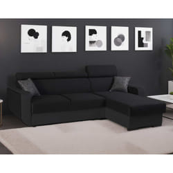 Best Mobilier Dustin Canapé d'angle 5 siège(s) Gris, Blanc