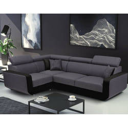 Best Mobilier Dustin Canapé d'angle 7 siège(s) Gris, Blanc