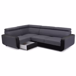 Best Mobilier Dustin Canapé d'angle 7 siège(s) Gris, Blanc