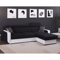 Best Mobilier Dustin, Noir, Gris, Tissu, 2360 mm, 1650 mm, 970 mm, 2,02 m