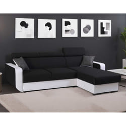 Best Mobilier Dustin Canapé d'angle 4 siège(s) Noir, Gris