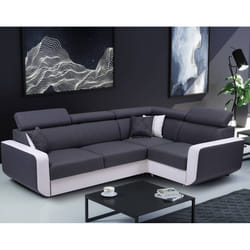 Best Mobilier Dustin Canapé d'angle 5 siège(s) Noir, Gris