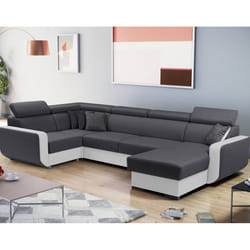 Best Mobilier Dustin Canapé d'angle 7 siège(s) Noir, Gris