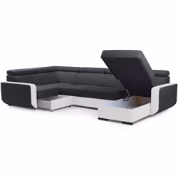 Best Mobilier Dustin Canapé d'angle 7 siège(s) Noir, Gris