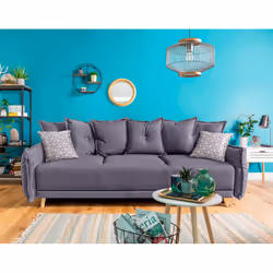 Best Mobilier Lena, Gris, Tissu, Bois, 2300 mm, 1000 mm, 920 mm
