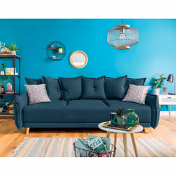 Best Mobilier Lena, Bleu, Tissu, Bois, 2300 mm, 1000 mm, 920 mm