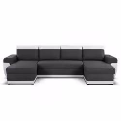 Best Mobilier Milan, Noir, Gris, Tissu, Bois, 3150 mm, 1450 mm, 870 mm