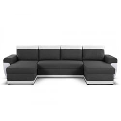 Best Mobilier Milan Canapé d'angle 7 siège(s) Noir, Gris