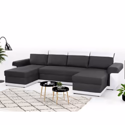 Best Mobilier Milan Canapé d'angle 7 siège(s) Noir, Gris
