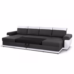 Best Mobilier Milan Canapé d'angle 7 siège(s) Noir, Gris