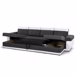 Best Mobilier Milan Canapé d'angle 7 siège(s) Noir, Gris - Vue supplémentaire 4