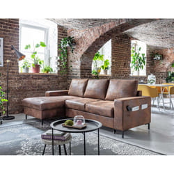 Best Mobilier Milan Canapé d'angle 7 siège(s) Gris, Blanc