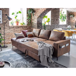 Best Mobilier Milan Canapé d'angle 7 siège(s) Gris, Blanc