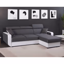 Best Mobilier Dustin, Noir, Blanc, Tissu, 2360 mm, 1650 mm, 970 mm, 2,02 m