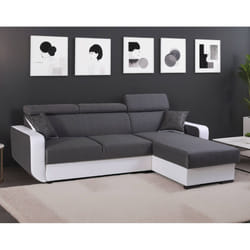 Best Mobilier Dustin Canapé d'angle 4 siège(s) Noir, Blanc
