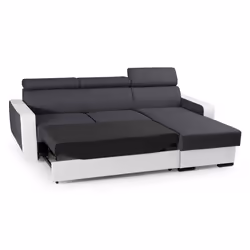 Best Mobilier Dustin Canapé d'angle 4 siège(s) Noir, Blanc