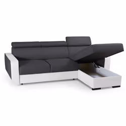 Best Mobilier Dustin Canapé d'angle 4 siège(s) Noir, Blanc