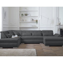 Best Mobilier Vermont Canapé d'angle 7 siège(s) Noir, Gris