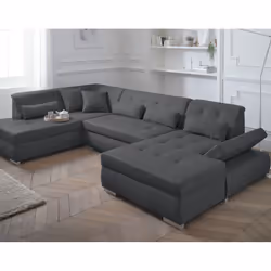 Best Mobilier Vermont Canapé d'angle 7 siège(s) Noir, Gris