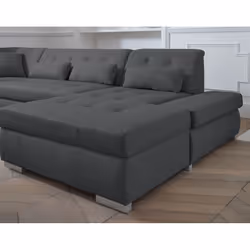 Best Mobilier Vermont Canapé d'angle 7 siège(s) Noir, Gris