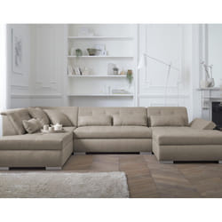 Best Mobilier Vermont Canapé d'angle 7 siège(s) Gris, Blanc