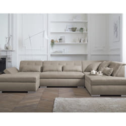 Best Mobilier Vermont Canapé d'angle 7 siège(s) Gris, Blanc
