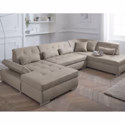 Best Mobilier Vermont Canapé d'angle 7 siège(s) Gris, Blanc