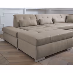 Best Mobilier Vermont Canapé d'angle 7 siège(s) Gris, Blanc