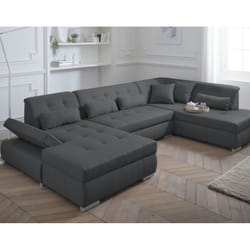 Best Mobilier Vermont Canapé d'angle 7 siège(s) Noir, Gris