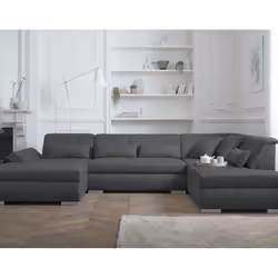 Best Mobilier Vermont Canapé d'angle 7 siège(s) Noir, Gris